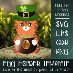 Cat in Leprechaun Hat | Patricks Egg Holder Template