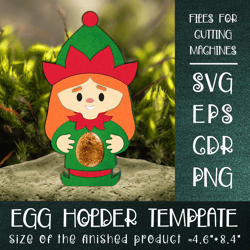 Christmas Elf Girl | Chocolate Egg Holder Template SVG