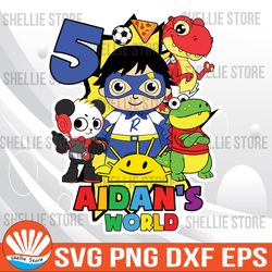 birthday boy svg, aidan's world 5 years old svg, png, digital download, birthday svg