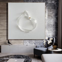 volumetric 3d sculpture painting "eternity" original abstract wall art white gold modern textured shiny to order