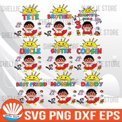 family of birthday girl svg, ryan's world  birthday svg, svg, png, dxf, instant download