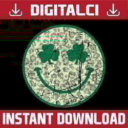 st patrick's day vintage lucky funny shamrock smiley face png sublimation designs