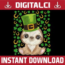 cute sloth st patricks day hat shamrock sloth lovers png sublimation designs