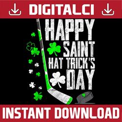 happy saint hat trick's day ice hockey st. patrick's png sublimation designs