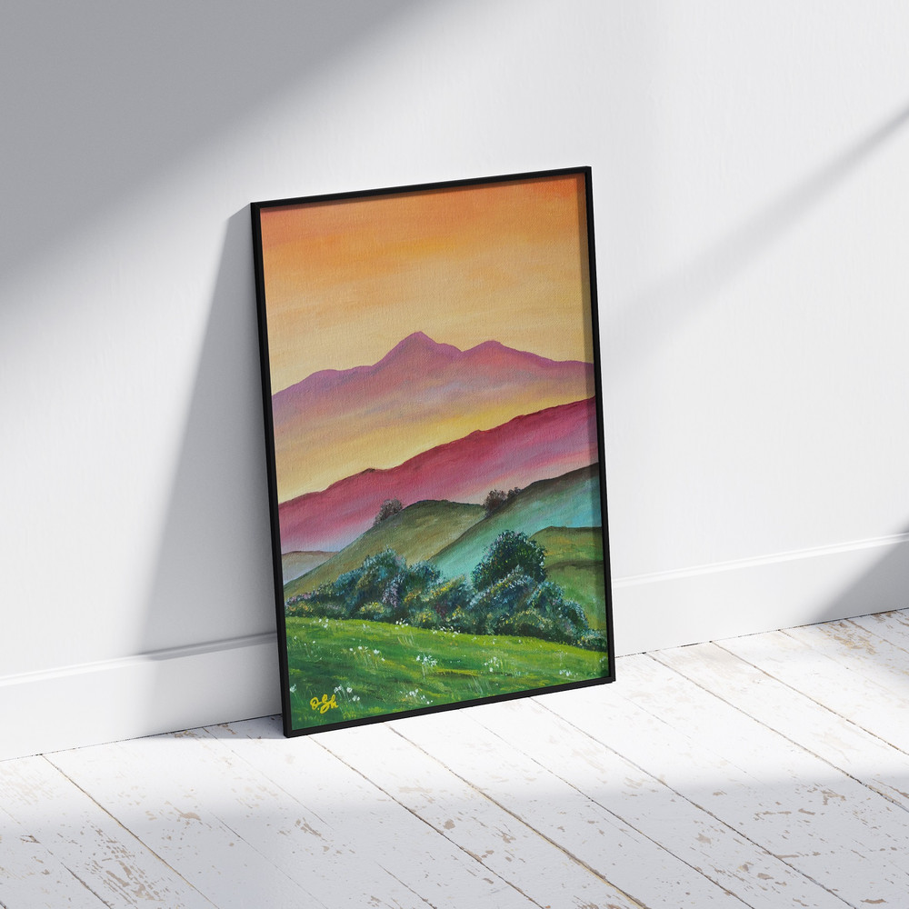 Caramel evening oil painting mountain landscape .jpg