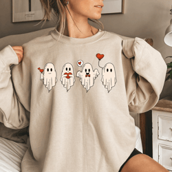 cute valentine ghost sweatshirt, funny valentine's day sweatshirt, boho ghosts hoodie, retro valentines day gift,vintage