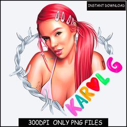 karol g red hair png digital download file sublimation, karol g png, karol g bichota png, karol g dtf, karol g png