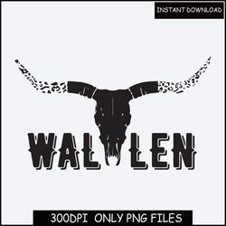 retro wallen bull skull png, country western png digital download, cowboy design, western cowboy, wallen png file downlo