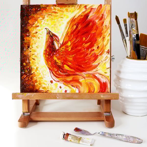 Phoenix Abstract Oil Painting Textured Phoenix Original Art - Inspire ...