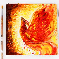 Phoenix Abstract Oil Painting Textured Phoenix Original Art Bird Phoenix Wall Art Phoenix Artwork. MADE TO ORDER