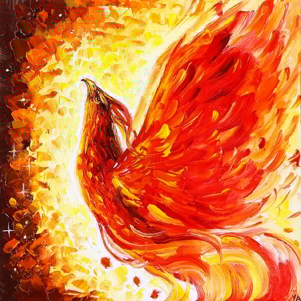 Phoenix Abstract Oil Painting Textured Phoenix Original Art - Inspire ...