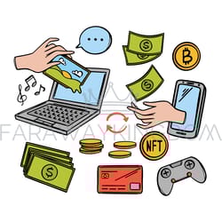 modern market of artists selling of art works for crypto