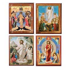 Resurrection of Jesus Christ, Jerusalem Icon Set | A set of 4 small Russian Orthodox icons