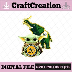 baby yoda with oakland athletics baseball png, baby yoda mlb png, mlb png, sublimation ready, png files for sublimation