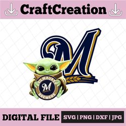 baby yoda with milwaukee brewers baseball png, baby yoda mlb png, mlb png, sublimation ready, png files for sublimation