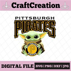 baby yoda with pittsburgh pirates baseball png,  baby yoda mlb png, mlb png, sublimation ready, png files for sublimatio