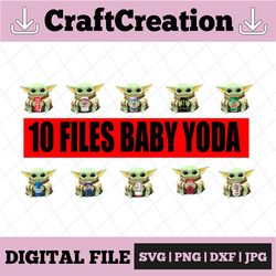 10 files baby yoda drink png, baby yoda png, sublimation ready, png files for sublimation,printing dtg printing - sublim