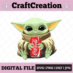 baby yoda with coca cola png, baby yoda png, sublimation ready, png files for sublimation