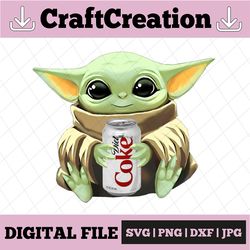 baby yoda with diet coke png, baby yoda png, sublimation ready, png files for sublimation