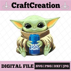 baby yoda with bud light png, baby yoda png, sublimation ready, png files for sublimation
