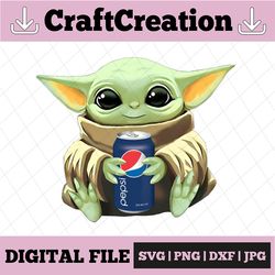 baby yoda with pepsi png, baby yoda png, sublimation ready, png files for sublimation