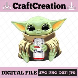 baby yoda with budweiser png, baby yoda png, sublimation ready, png files for sublimation