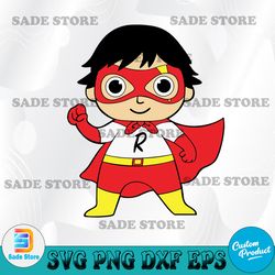 ryan's world cartoon characters names svg,  birthday party svg, cartoon, custom name svg, png, dxf
