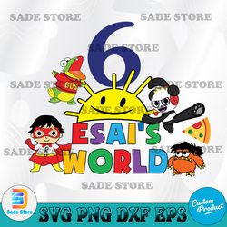 personalized name and age svg, ryan's world cartoon characters names svg, birthday svg, cartoon, custom name svg, png