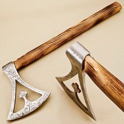 Custom Hand Forged Carbon Steel Viking Axe Camping Hatchet Throwing Tomahawk Axe - Premium Quality with Razor Sharp Blad