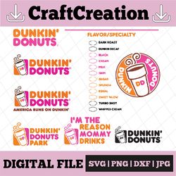 dunkin' donuts bundle svg, dunkin' donuts coffee cup inspired - svg, png, jpg - ready to use, instant download, silhouet