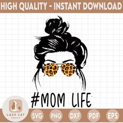 Classy Mom Life with Leopard PNG File / Digital Download / Mother Messy Bun / Skull Messy / Mom Baseball Softball / Moth