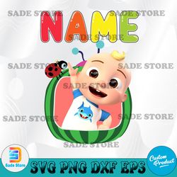 cocomelon name svg, birthday name svg, birthday svg, cartoon, custom name svg, png, dxf