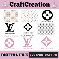 louis vuitton svg, lv bundle, brand logo svg, louis vuitton pattern, cricut file, silhouette cameo svg, png, eps, dxf