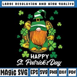 happy st. patrick's day gnome shamrock saint patrick irish png, st patricks day, digital download