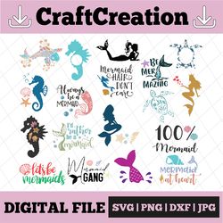 mermaid bundle svg, mermaid designs svg, mermaid svg, svg file for cutting machine, silhouette cameo, cricut, commercial