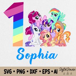 my little pony birthday svg, rainbow dash birthday svg, my little pony party, kids birthday svg, family birthday svg
