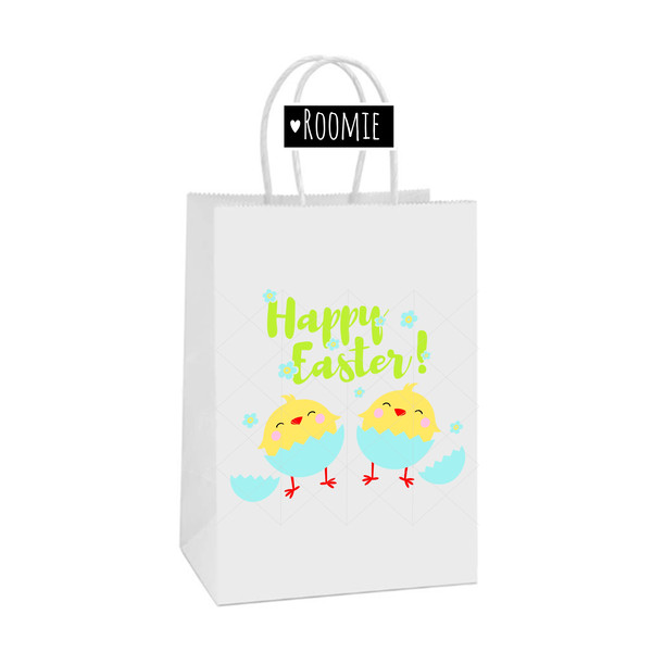 Happy Easter lettering with Cute Chickens Bag Design.jpg