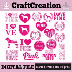 love pink bundle svg file love pink clip art love pink vs love pink printable decal dog cricut silhouette eps,dxf,png,pd