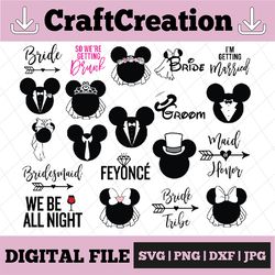 wedding minnie and mickey bride and groom svg, cutting file, mickey minnie wedding svg, bride and groom svg, married svg