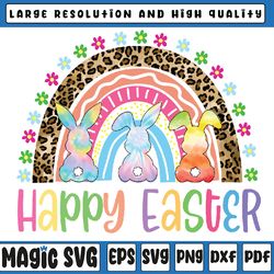 happy easter rainbow easter bunny rabbit trio cute easter png, easter bunny, digital download