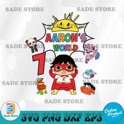 personalizes name and age ryan's world svg,ryan's world  cartoon svg, girl svg, file for svg, cricut, digital download