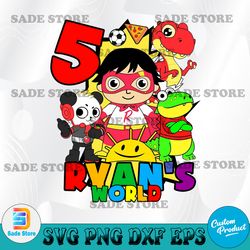 ryan's world 5 years old svg, birthday girl svg, svg file, png, digital download, birthday svg