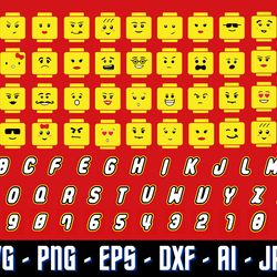 brick faces, brick faces svg, brick faces cricut vector bundle, brick characters, cut file for cricut silhouette