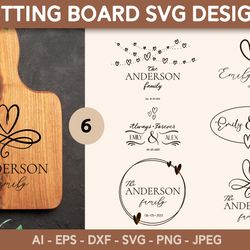 cutting board svg png wedding kitchen monogram svg bundle