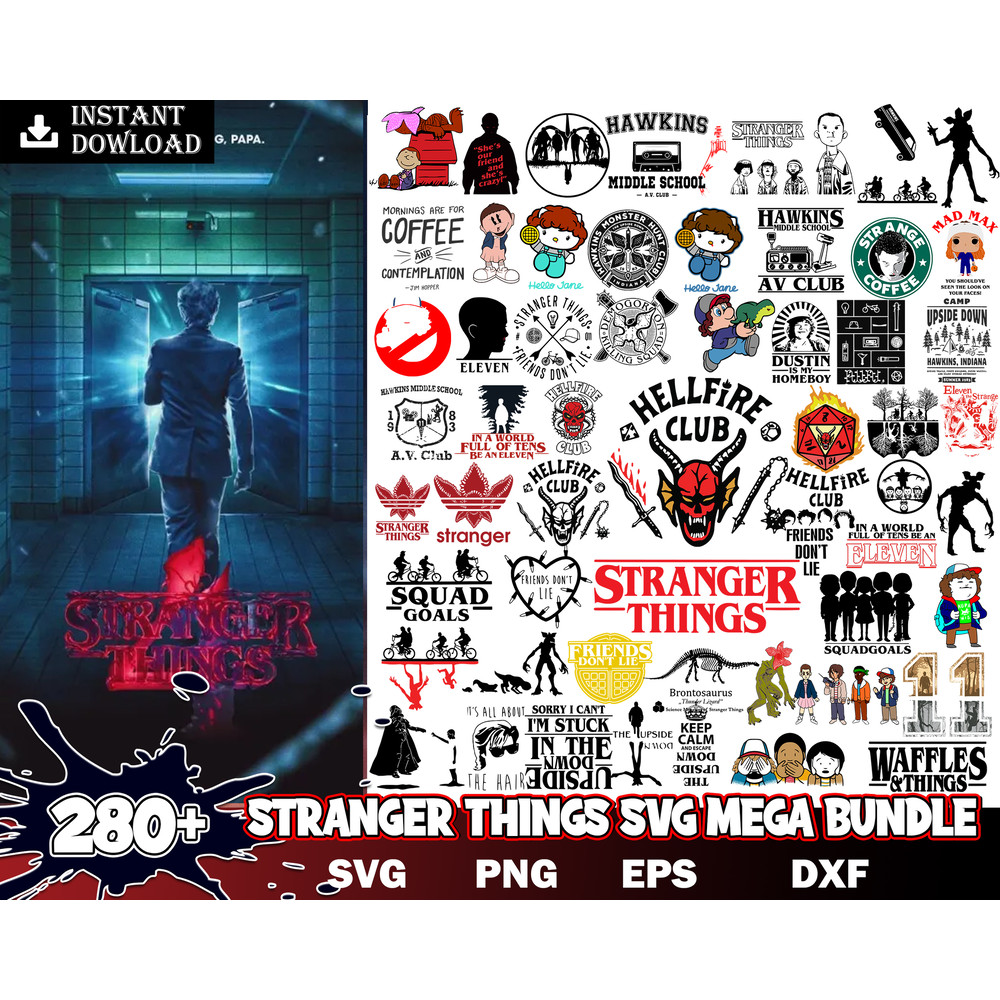 280 Stranger Things svg dxf eps png, Mega bundle Stranger Things svg, for Cricut, Silhouette,digital , Instant Download.jpg