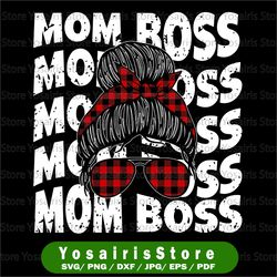 mom boss messy hair bun png, mothers day png, messy hair bun png, mothers day png