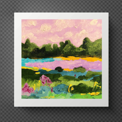 Abstract Landscape Original Oil Painting Impasto Art Miniature 6x6 inches