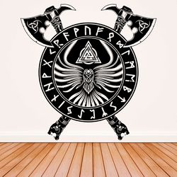 Scandinavian Mythology, Odin's Raven, The Shield And Weaponry Of The Ancient Vikings Wall Sticker Vinyl Decal Mural Art