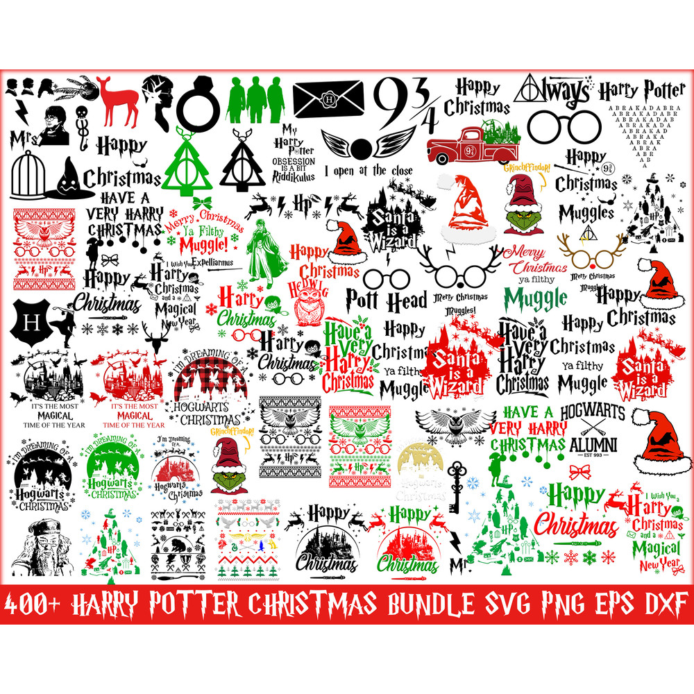 Harry Potter Christmas bundle , Harry Potter Christmas SVG, HP Xmas Svg Png Eps Dxf, Wizard world Svg.jpg