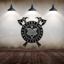 Scandinavian Mythology, Odin's Wolf, Shield And Weaponry Of The Ancient Vikings Wall Sticker Vinyl Decal Mural Art Decor